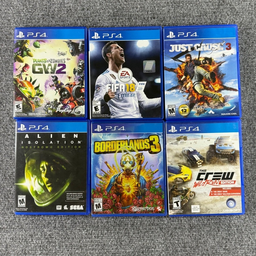 PS4 Game Bundle 6 Games FIFA 18 Borderlands 3 Alien Isolation Just Cause